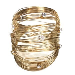 Gold Tone Wire Cuff Bracelet with Rhinestones